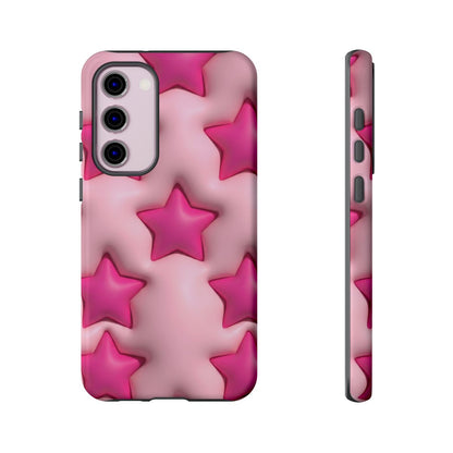 Pink Puffy Stars Aesthetic Phone Case - Cute Y2K Design