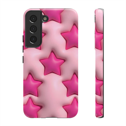 Pink Puffy Stars Aesthetic Phone Case - Cute Y2K Design