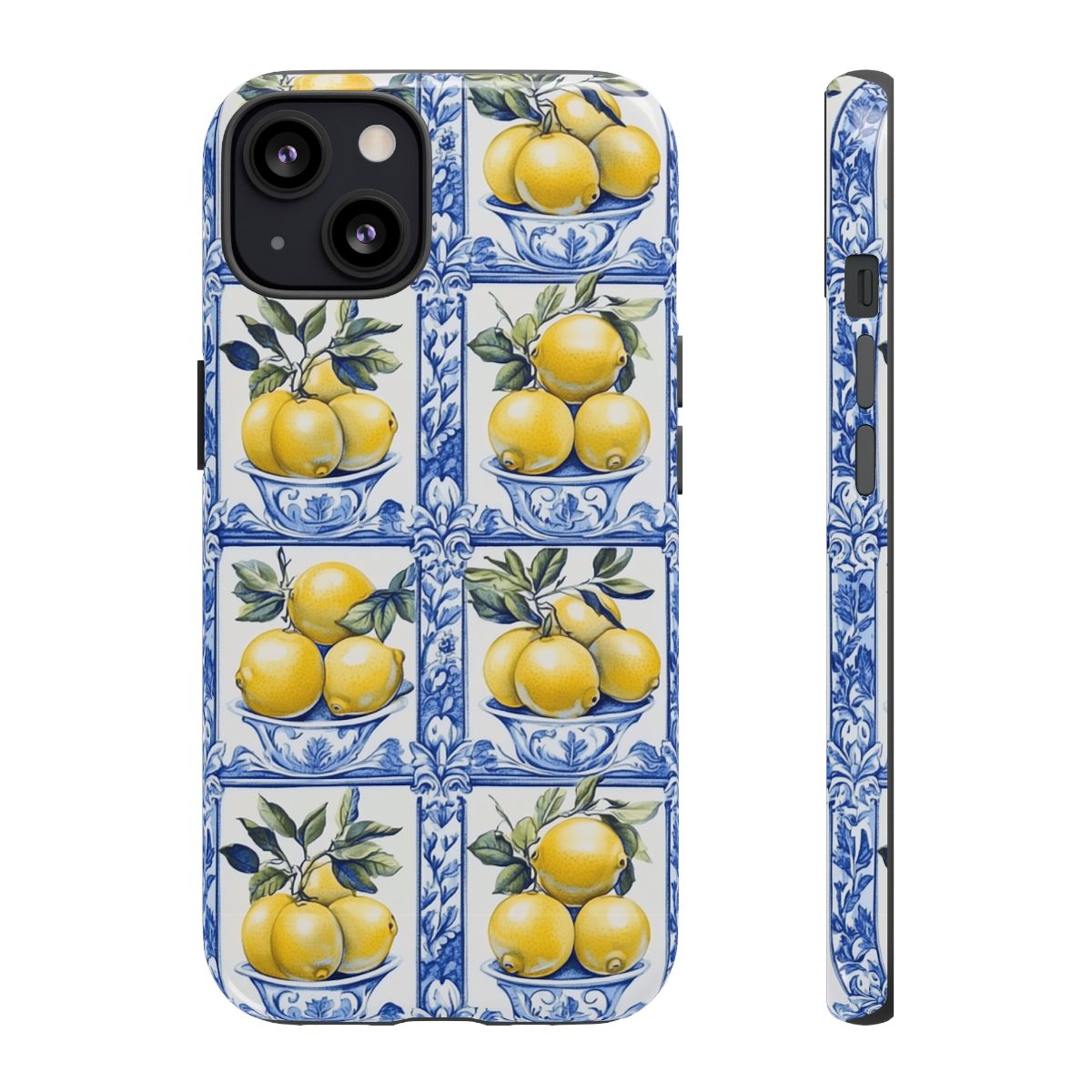 Amalfi Lemon Tile Phone Case - Mediterranean Blue & Yellow