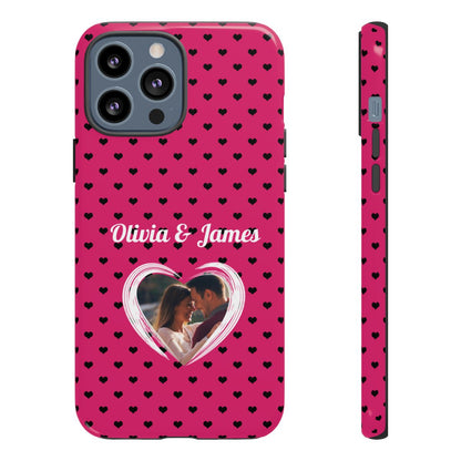 Personalized Photo Pink Heart Phone Case - Custom Photo & Name