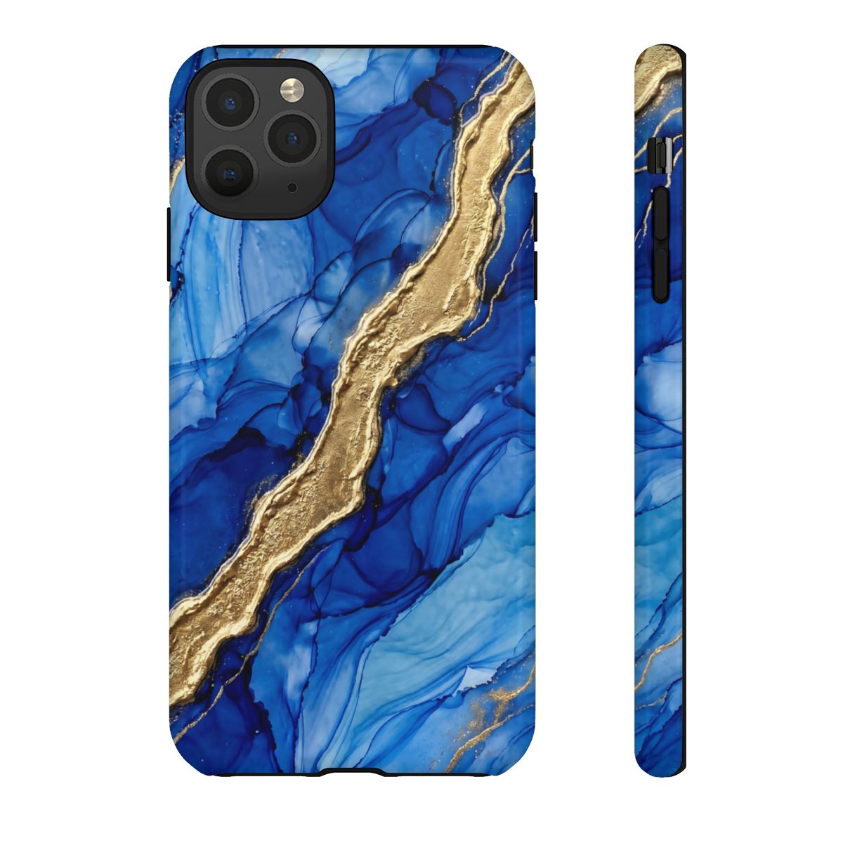 Blue Gold Marble Phone Case – Luxury Sapphire Geode Ink Art Design