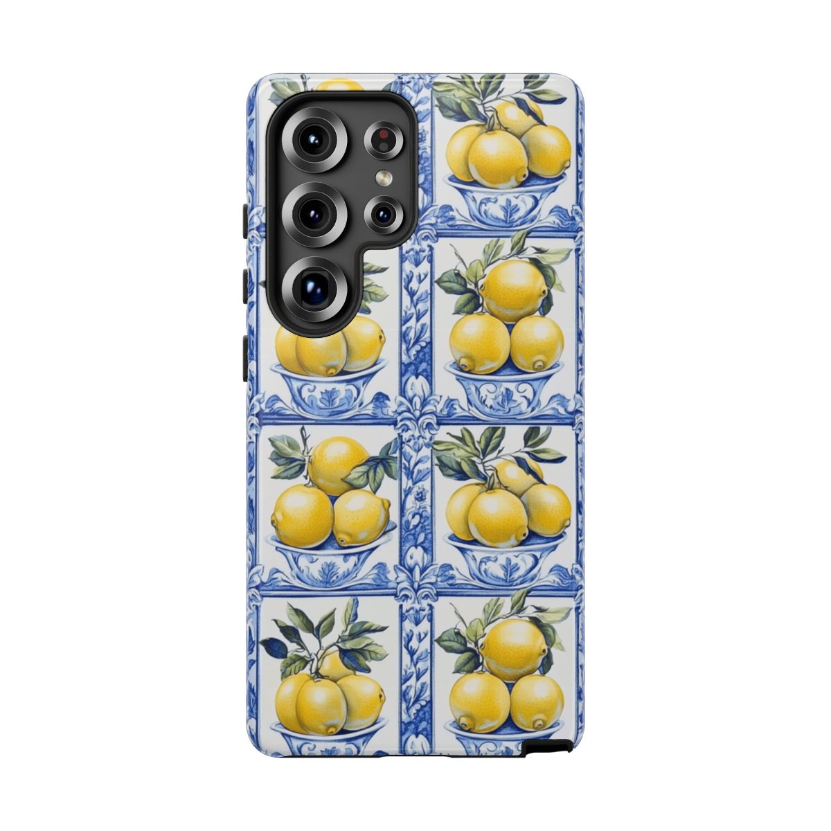 Amalfi Lemon Tile Phone Case - Mediterranean Blue & Yellow