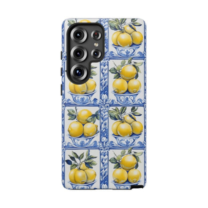 Amalfi Lemon Tile Phone Case - Mediterranean Blue & Yellow