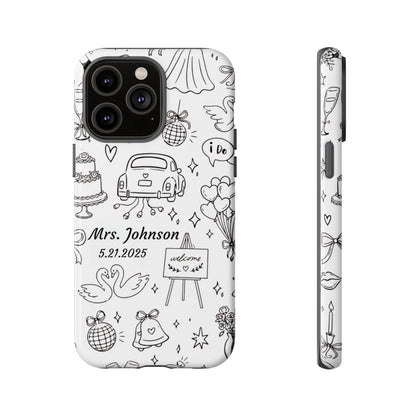 Black Wedding Phone Case – Personalized Name & Date Gift