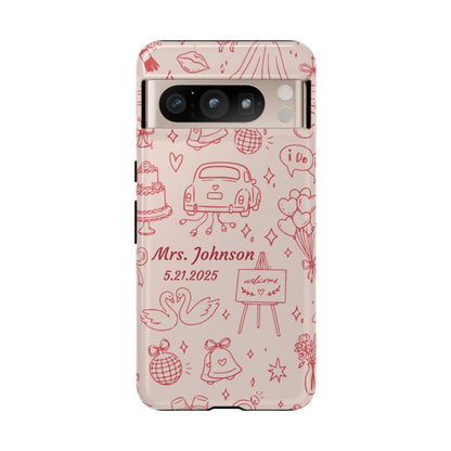 Pink Personalized Wedding Phone Case – Custom Name & Date Bridal Gift