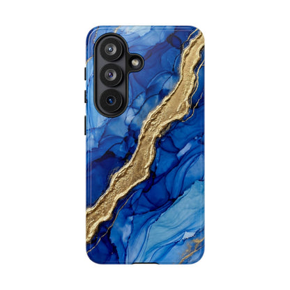 Blue Gold Marble Phone Case – Luxury Sapphire Geode Ink Art Design