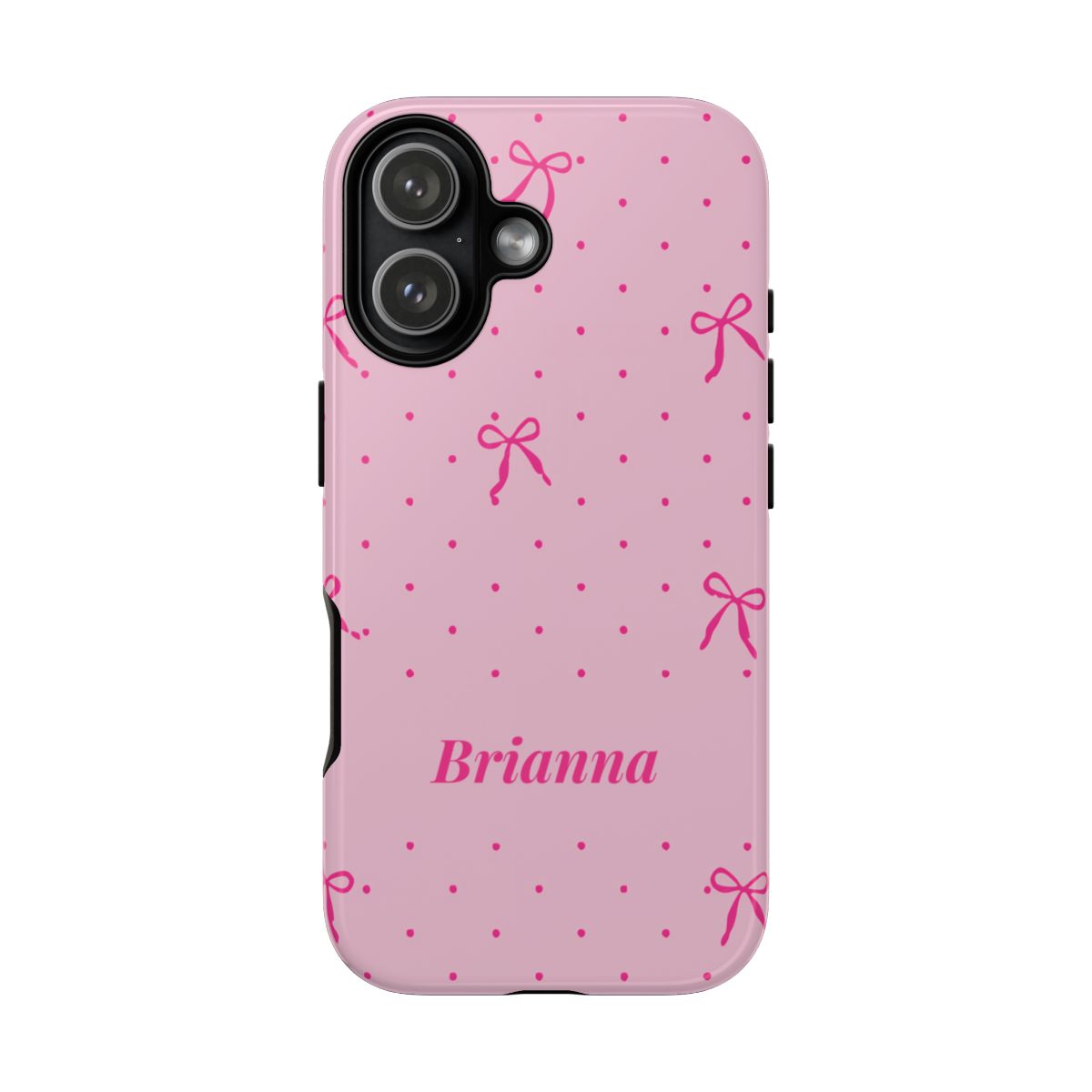 Personalized Pink Bow Phone Case – Custom Name Polka Dot Coquette Aesthetic