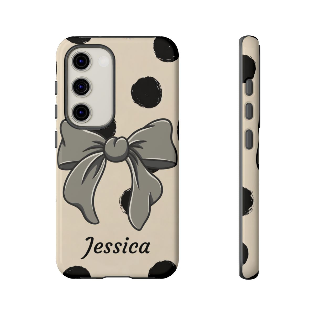 Personalized Polka Dot Bow Phone Case – Custom Name Coquette Retro Aesthetic