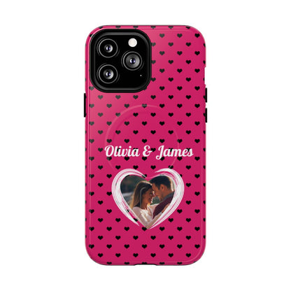 Personalized Photo Pink Heart Phone Case - Custom Photo & Name
