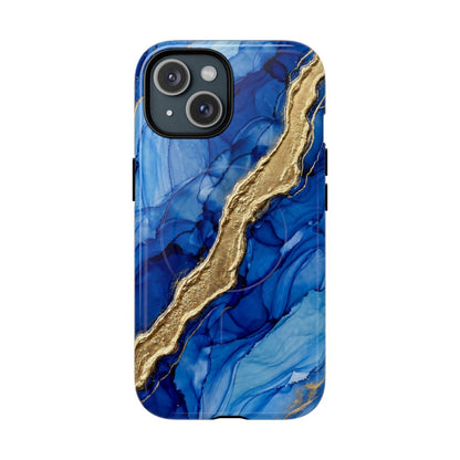 Blue Gold Marble Phone Case – Luxury Sapphire Geode Ink Art Design