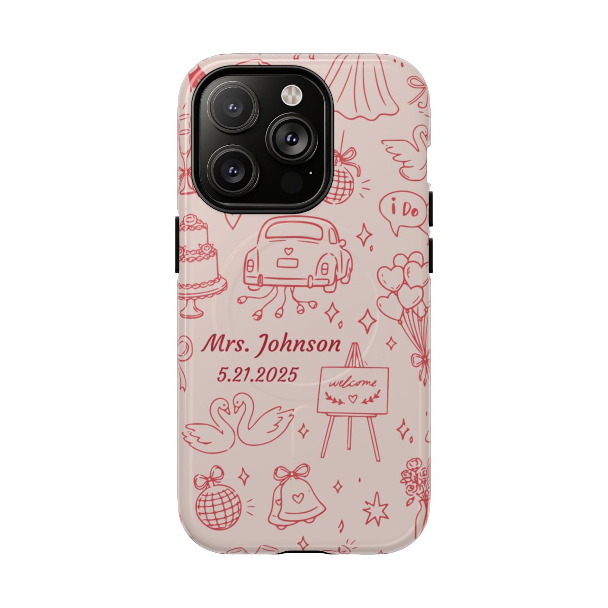 Pink Personalized Wedding Phone Case – Custom Name & Date Bridal Gift