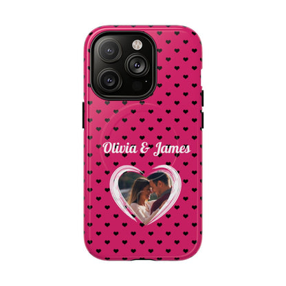 Personalized Photo Pink Heart Phone Case - Custom Photo & Name
