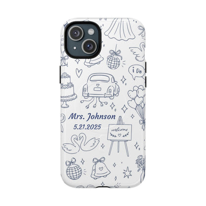 Navy Blue Personalized Wedding Phone Case – Custom Name & Date Bridal Gift