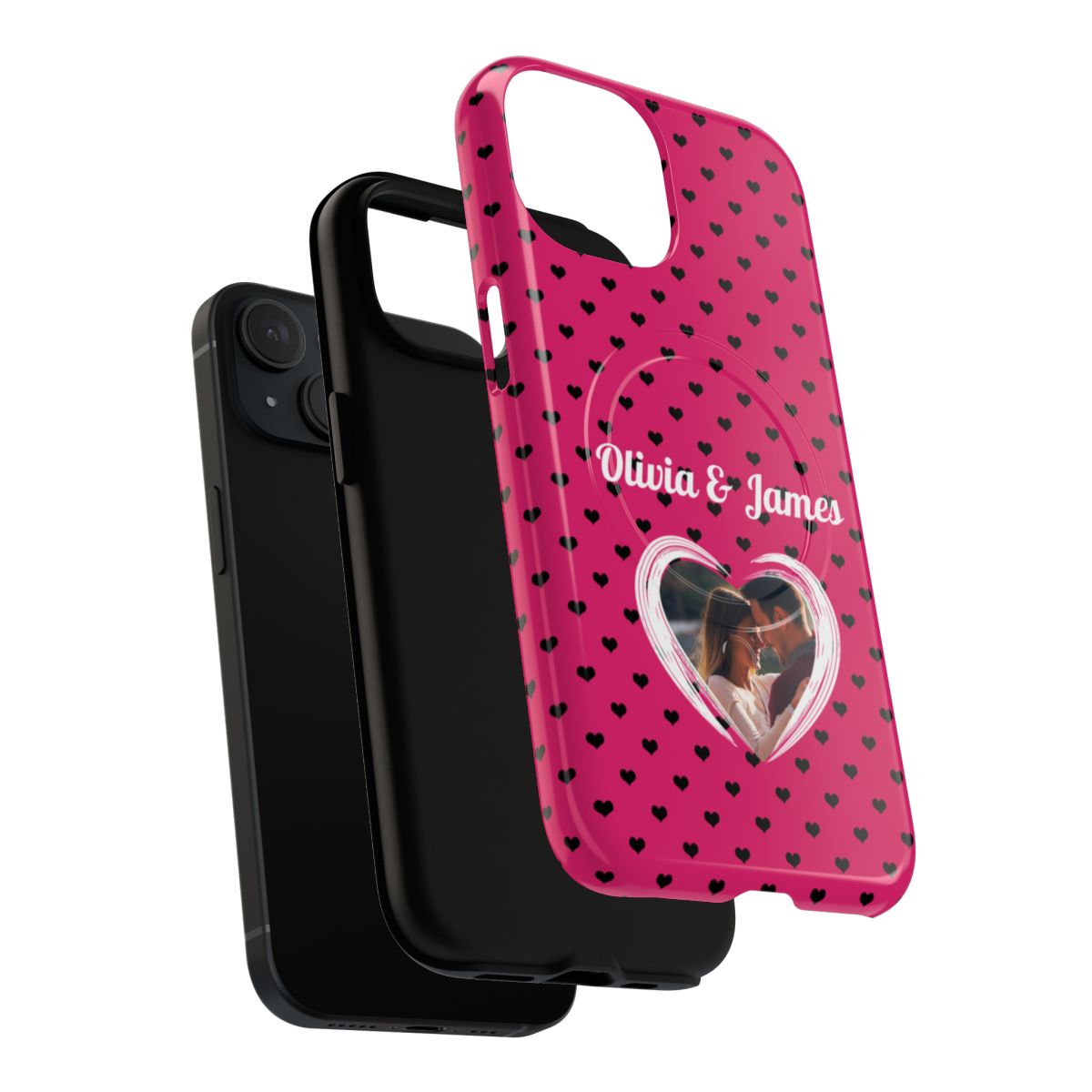 Personalized Photo Pink Heart Phone Case - Custom Photo & Name