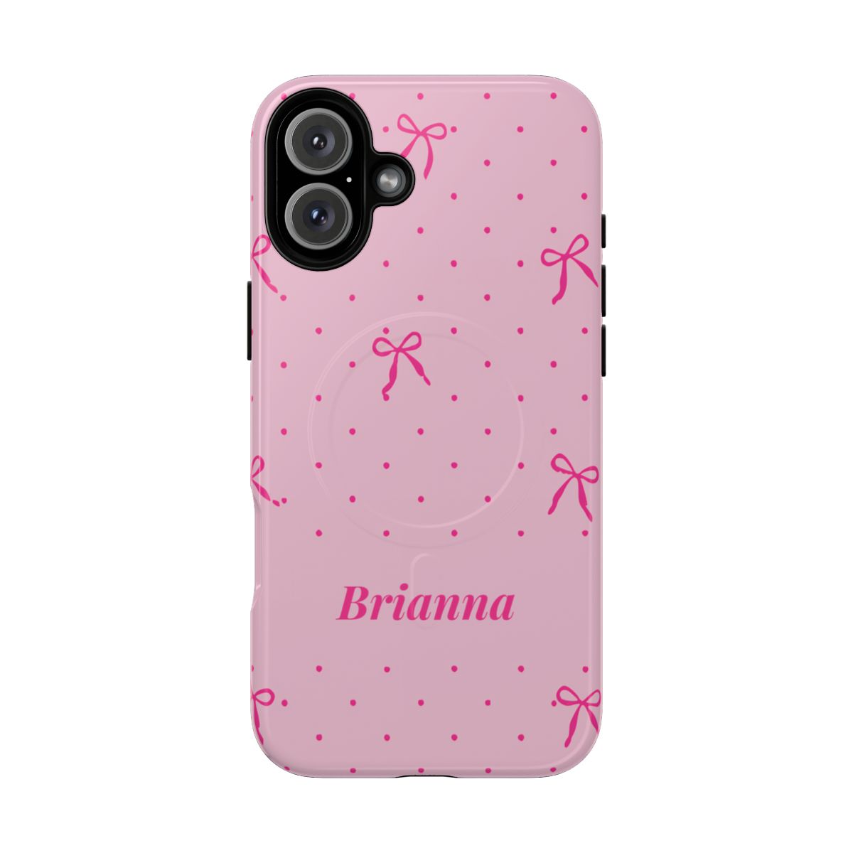 Personalized Pink Bow Phone Case – Custom Name Polka Dot Coquette Aesthetic