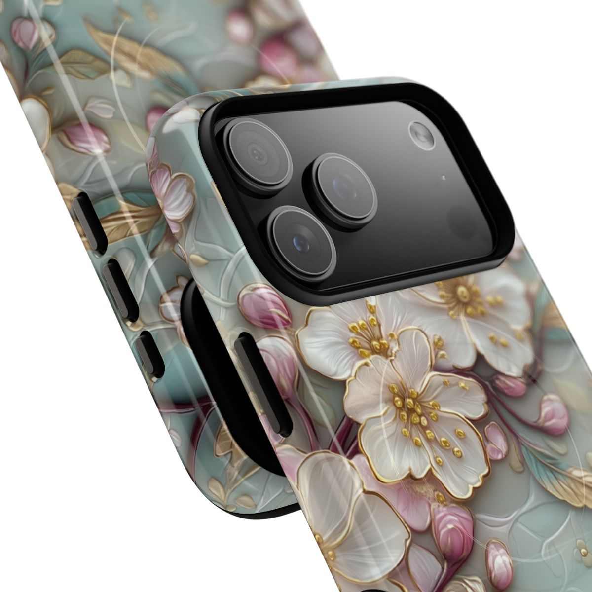 Mint Sakura Phone Case - 3D Sculpted Cherry Blossom