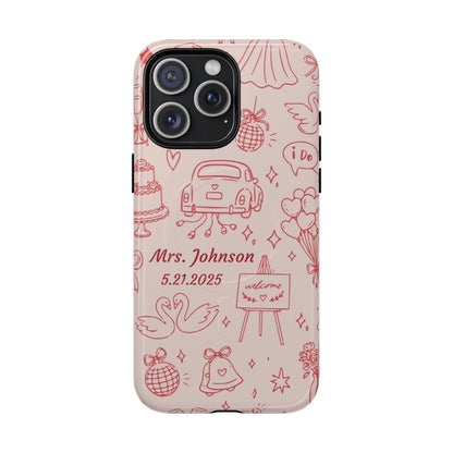 Pink Personalized Wedding Phone Case – Custom Name & Date Bridal Gift