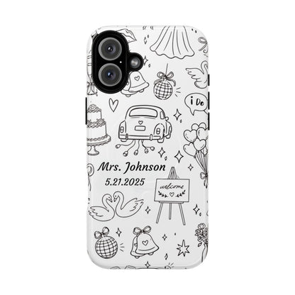 Black Wedding Phone Case – Personalized Name & Date Gift