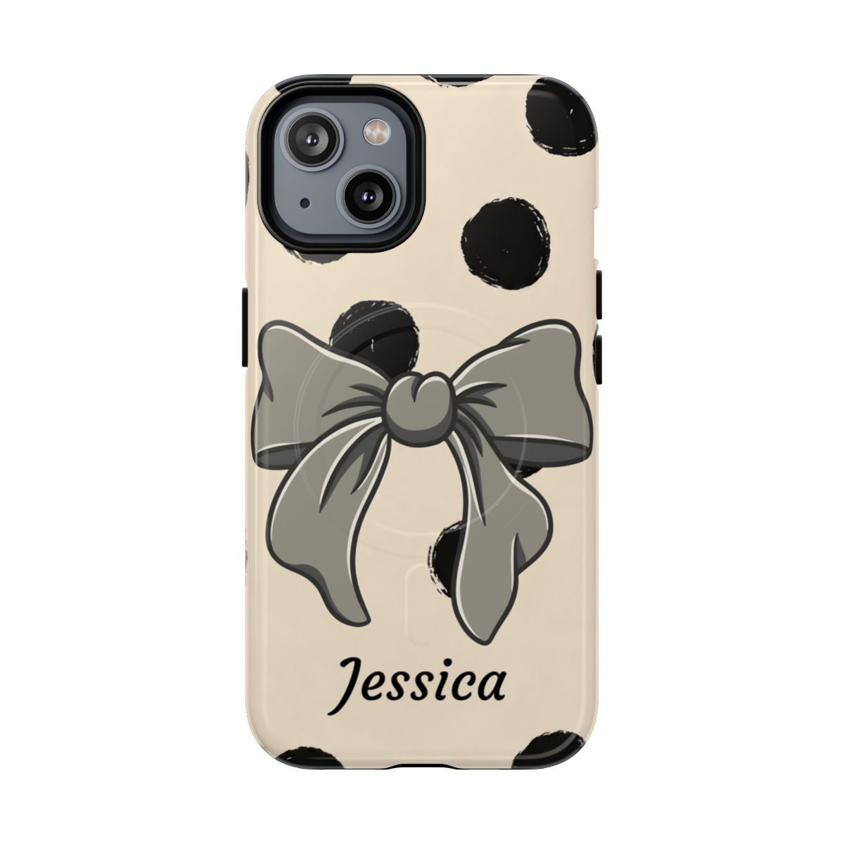 Personalized Polka Dot Bow Phone Case – Custom Name Coquette Retro Aesthetic