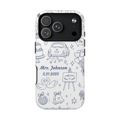 Navy Blue Personalized Wedding Phone Case – Custom Name & Date Bridal Gift
