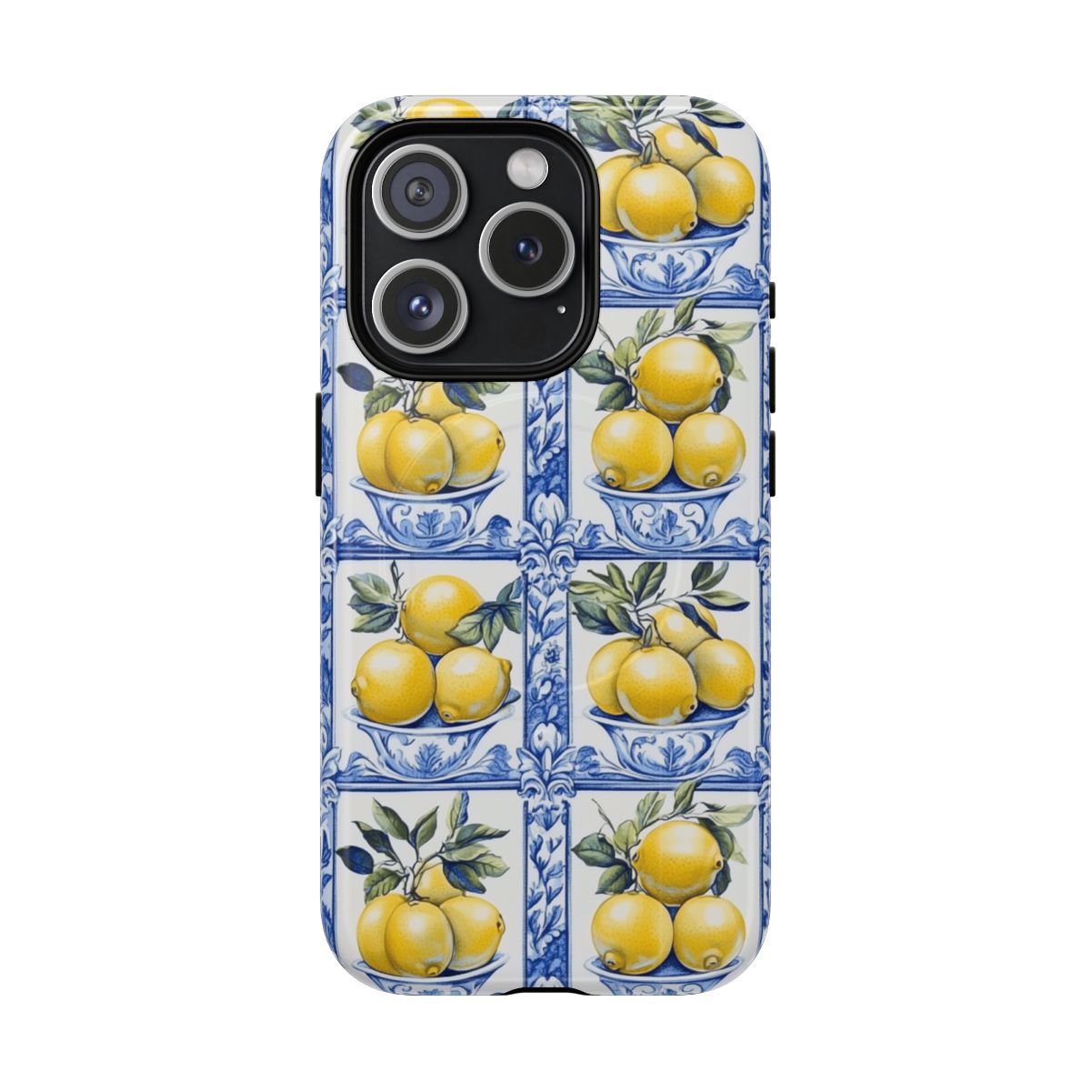 Amalfi Lemon Tile Phone Case - Mediterranean Blue & Yellow