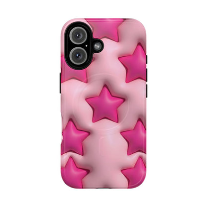 Pink Puffy Stars Aesthetic Phone Case - Cute Y2K Design