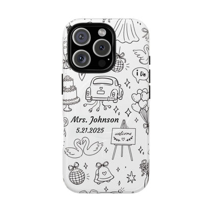 Black Wedding Phone Case – Personalized Name & Date Gift