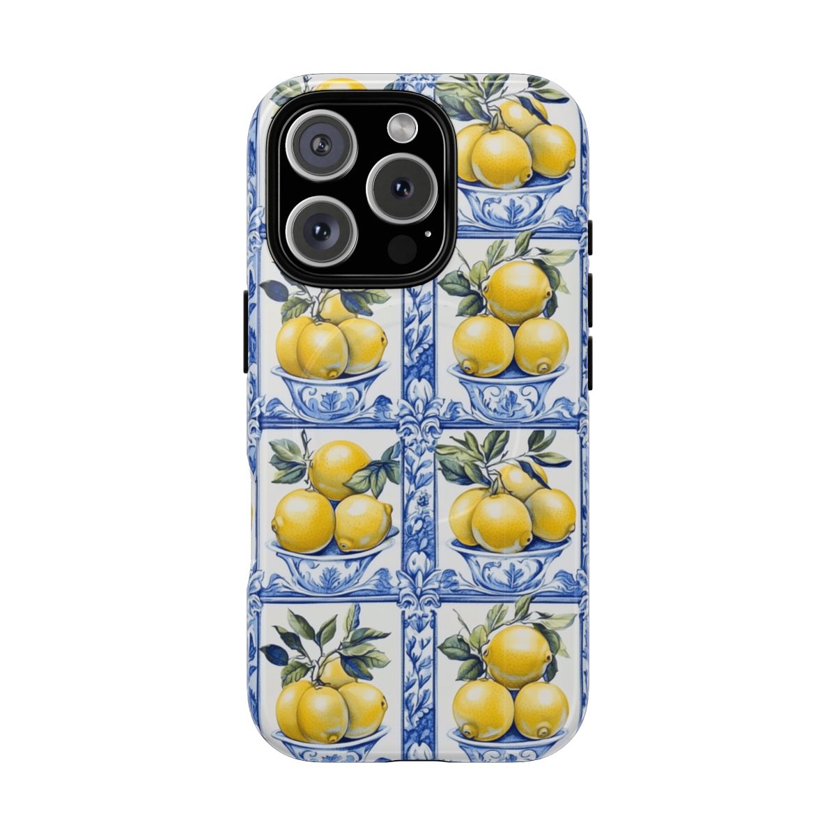 Amalfi Lemon Tile Phone Case - Mediterranean Blue & Yellow
