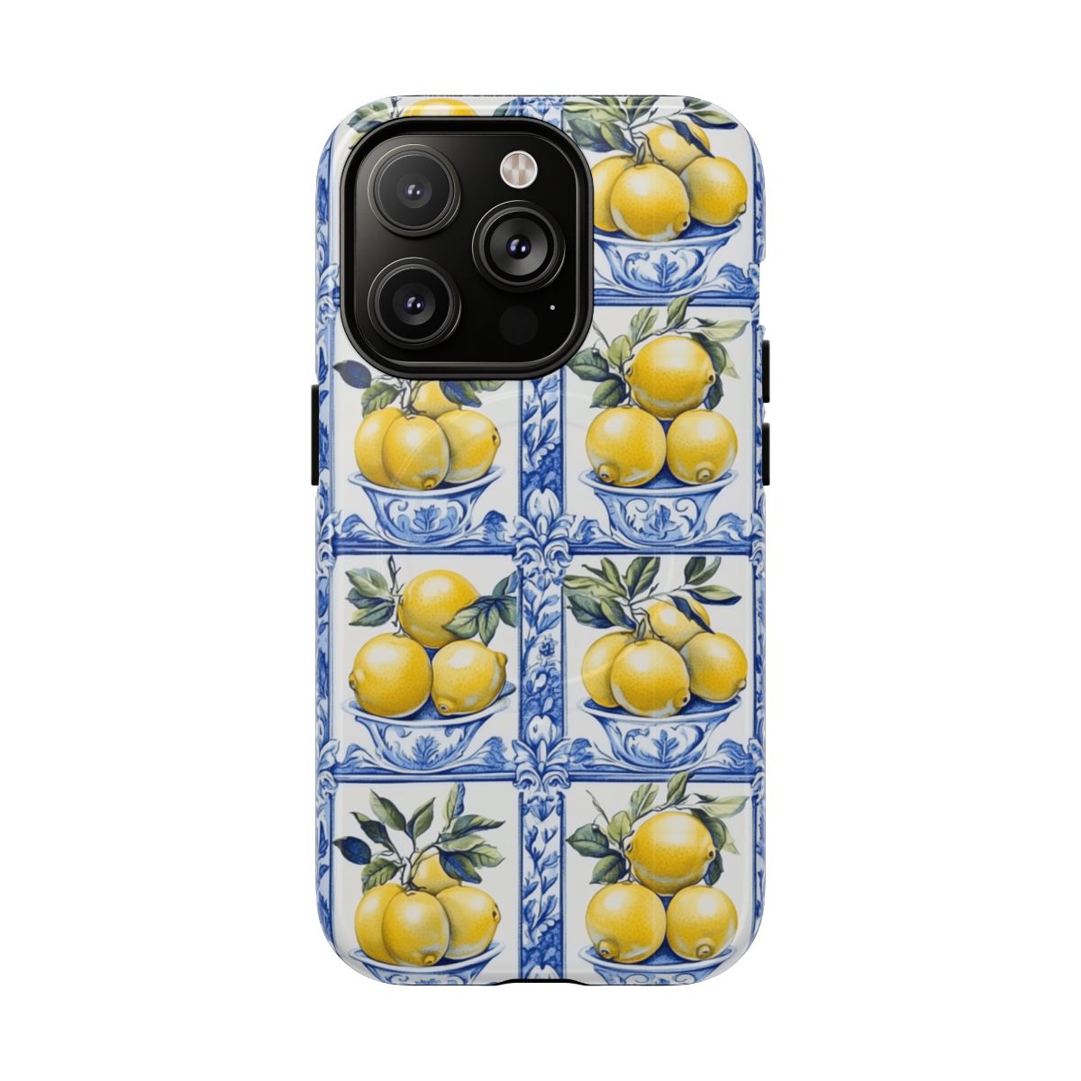 Amalfi Lemon Tile Phone Case - Mediterranean Blue & Yellow