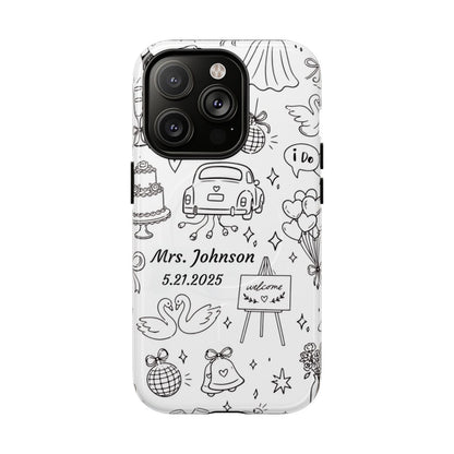 Black Wedding Phone Case – Personalized Name & Date Gift