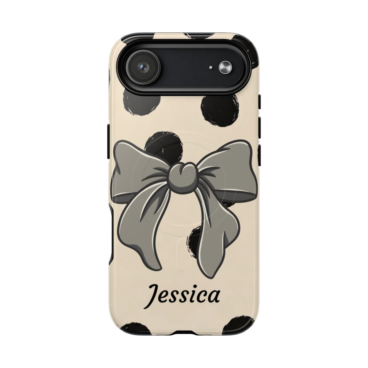 Personalized Polka Dot Bow Phone Case – Custom Name Coquette Retro Aesthetic