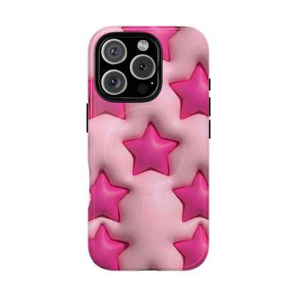 Pink Puffy Stars Aesthetic Phone Case - Cute Y2K Design