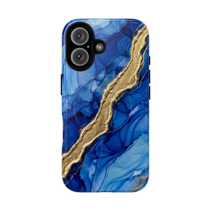 Blue Gold Marble Phone Case – Luxury Sapphire Geode Ink Art Design