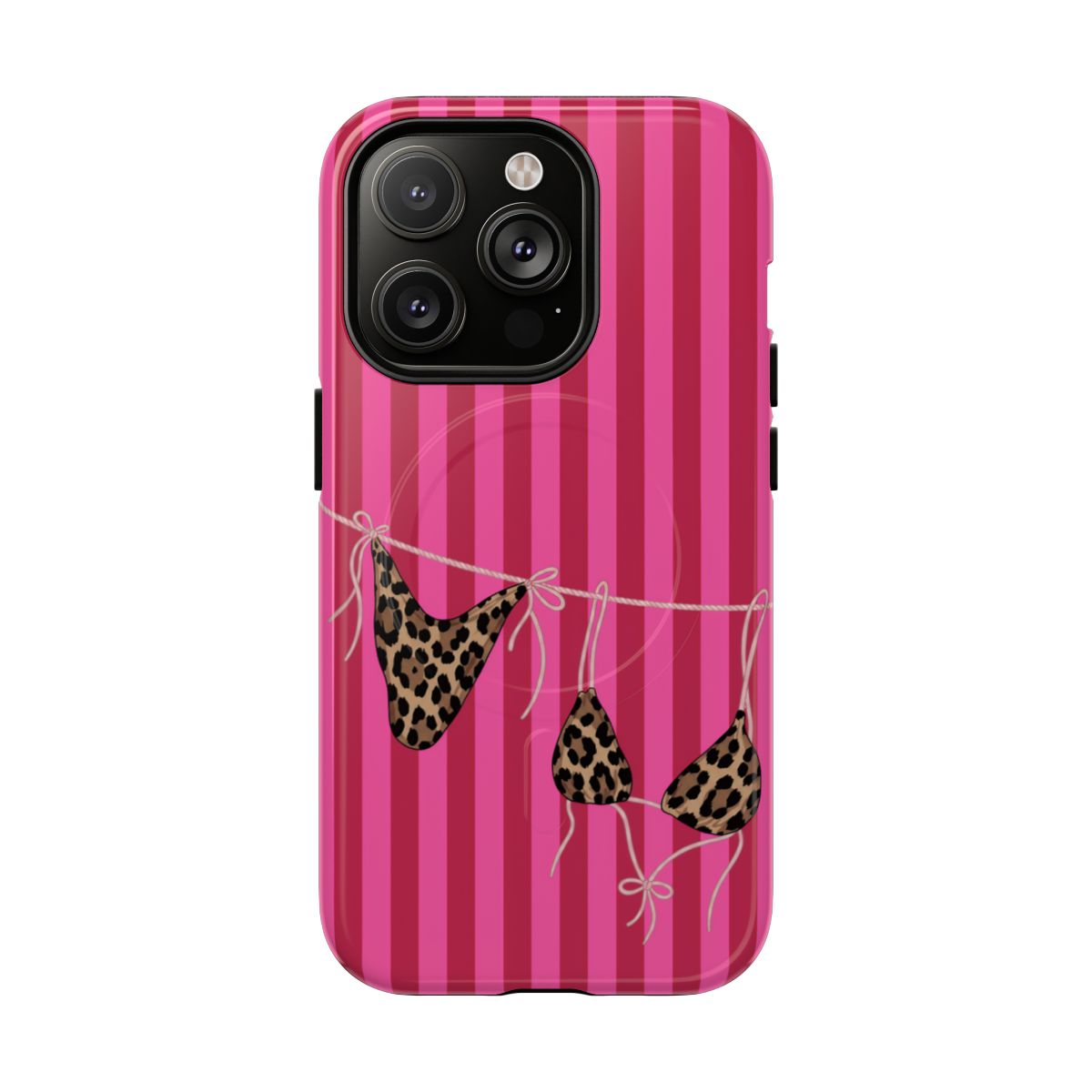 Leopard Bikini Striped Phone Case – Trendy Summer Beach Aesthetic