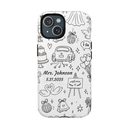 Black Wedding Phone Case – Personalized Name & Date Gift