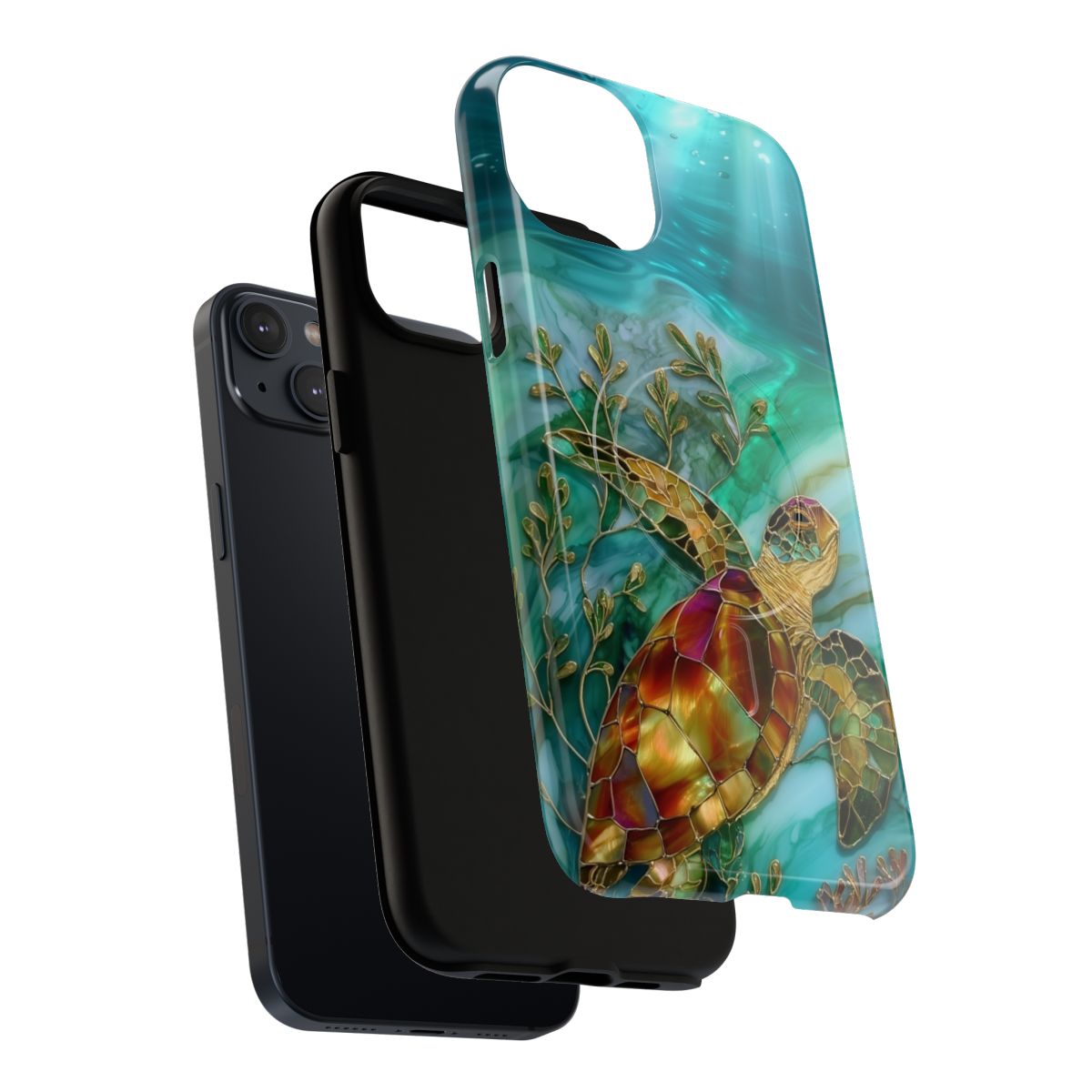 Sea Turtle Stained Glass Phone Case - Mosaic Ocean Art