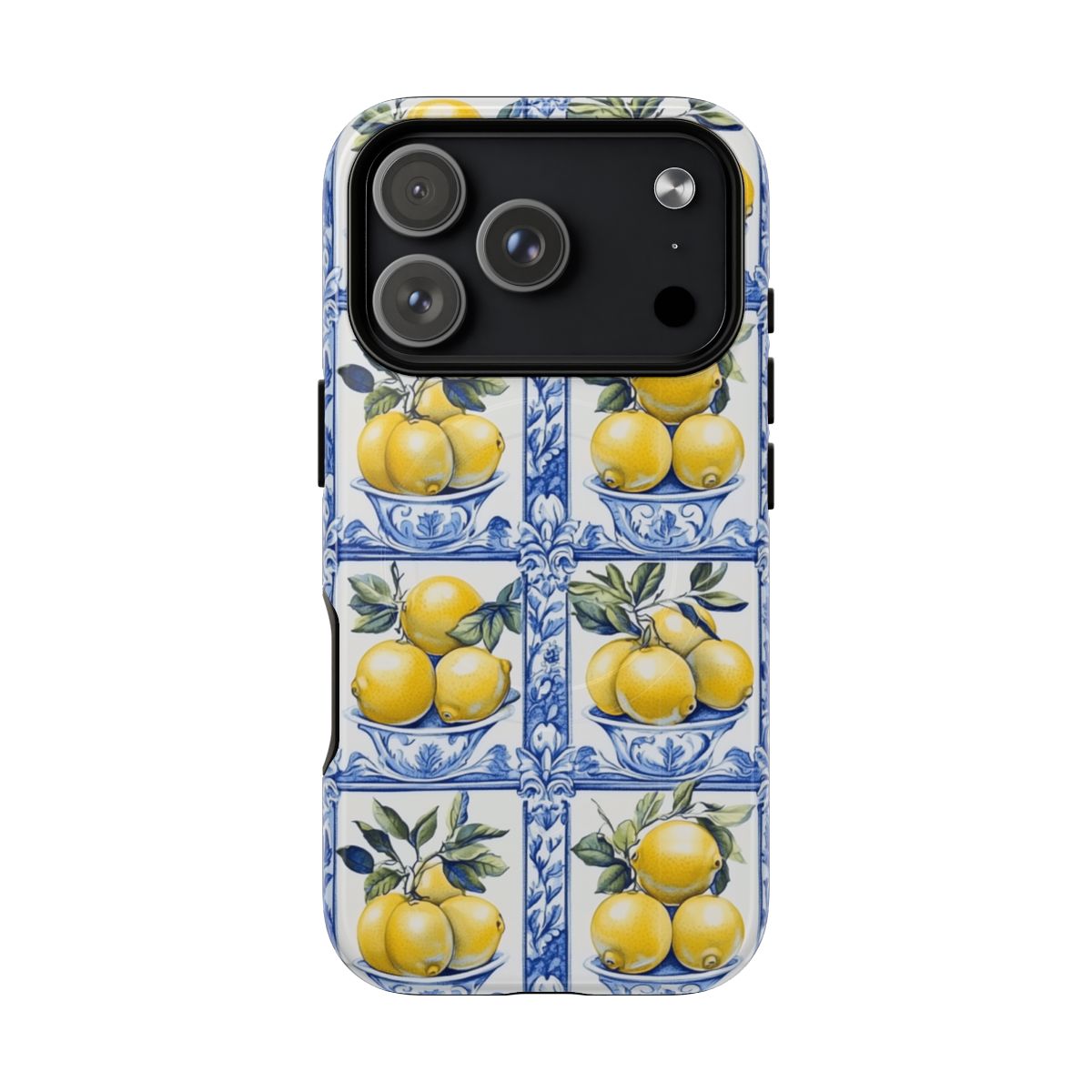 Amalfi Lemon Tile Phone Case - Mediterranean Blue & Yellow