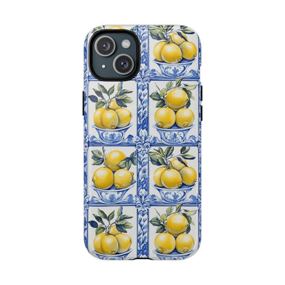 Amalfi Lemon Tile Phone Case - Mediterranean Blue & Yellow