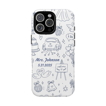 Navy Blue Personalized Wedding Phone Case – Custom Name & Date Bridal Gift