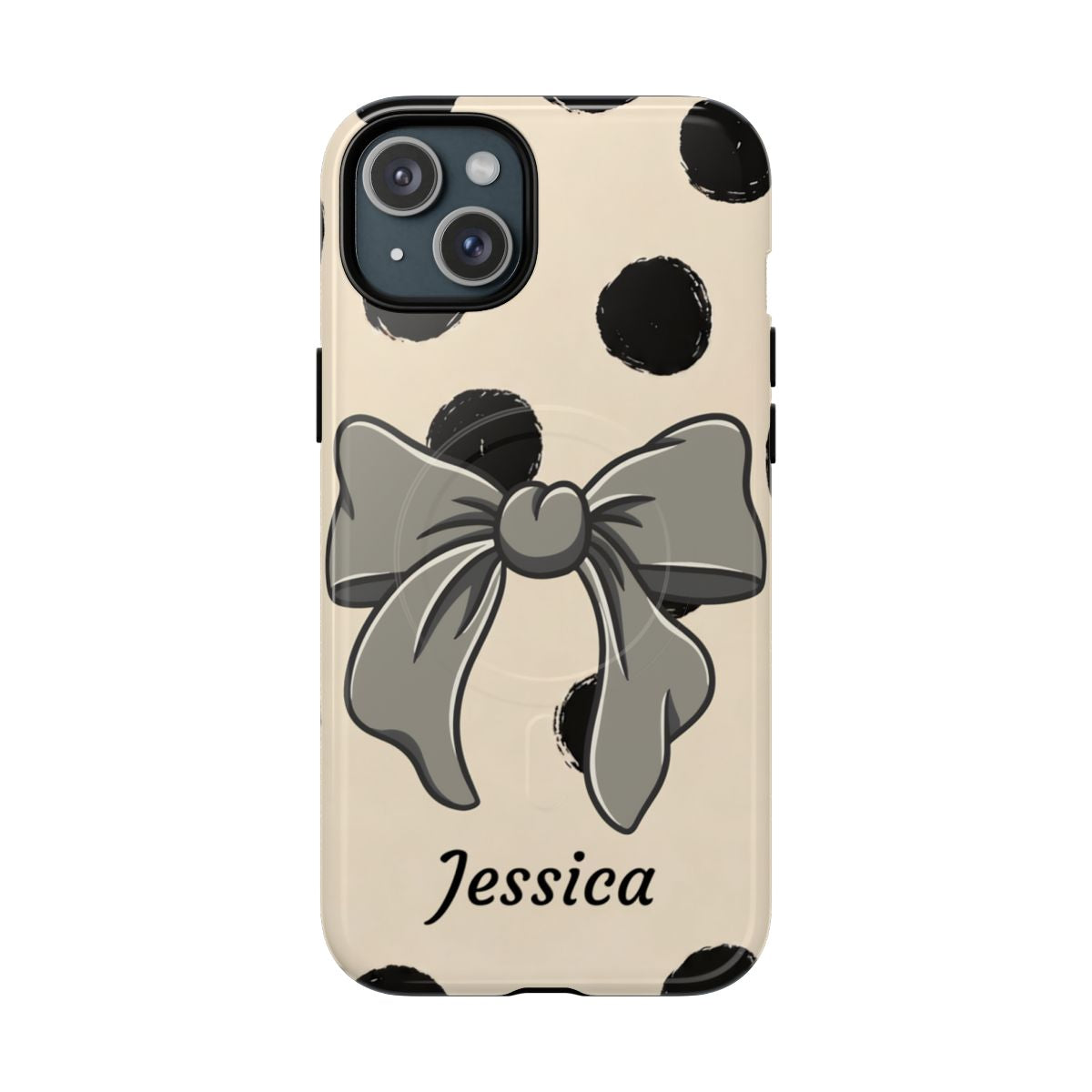 Personalized Polka Dot Bow Phone Case – Custom Name Coquette Retro Aesthetic
