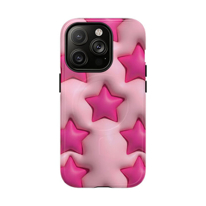 Pink Puffy Stars Aesthetic Phone Case - Cute Y2K Design