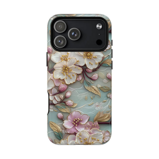Mint Sakura Phone Case - 3D Sculpted Cherry Blossom
