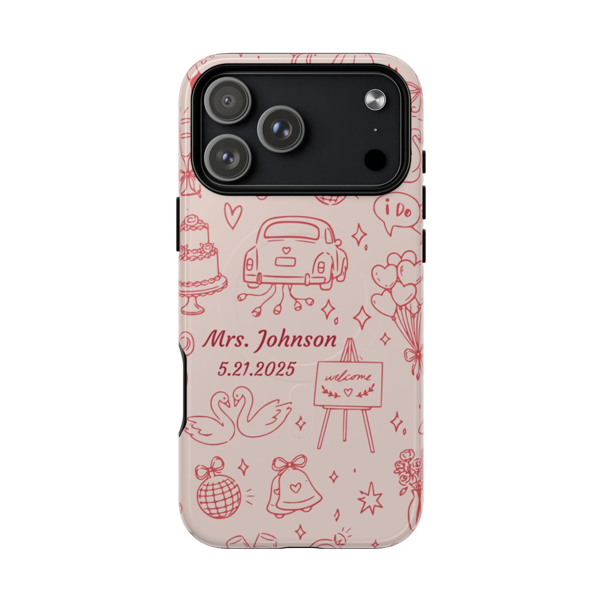 Pink Personalized Wedding Phone Case – Custom Name & Date Bridal Gift