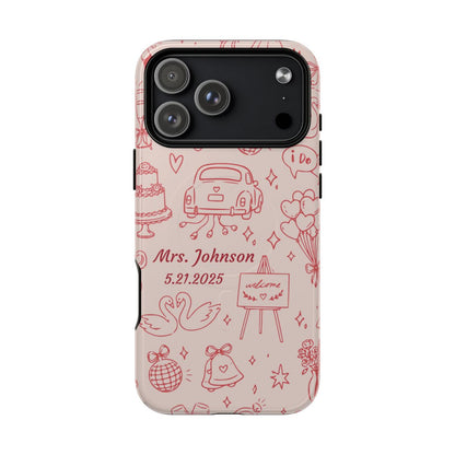Pink Personalized Wedding Phone Case – Custom Name & Date Bridal Gift