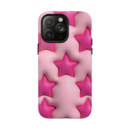 Pink Puffy Stars Aesthetic Phone Case - Cute Y2K Design