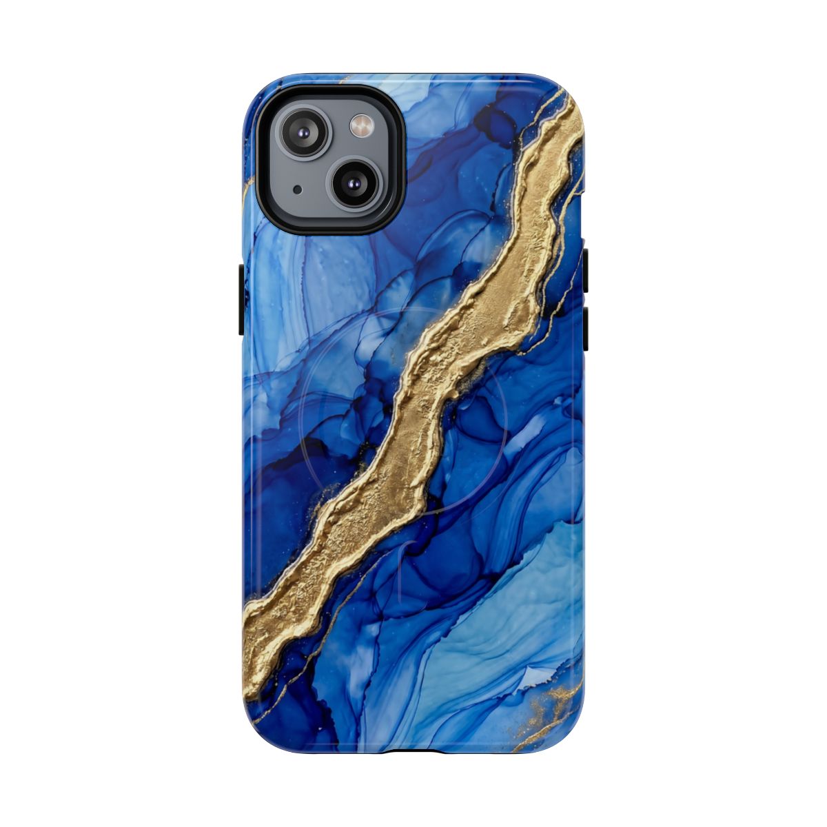 Blue Gold Marble Phone Case – Luxury Sapphire Geode Ink Art Design