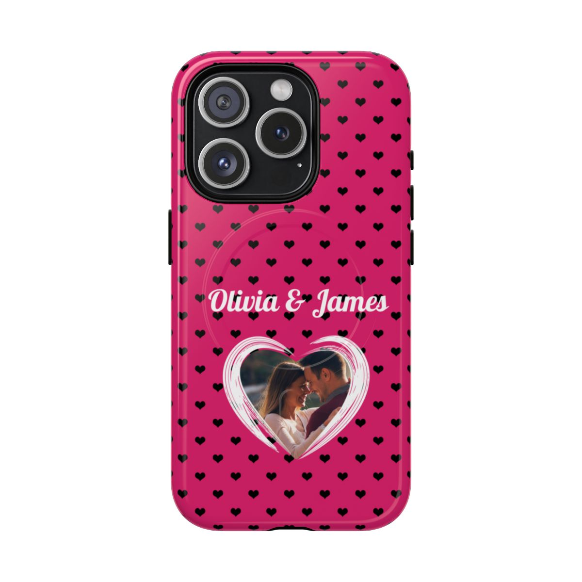 Personalized Photo Pink Heart Phone Case - Custom Photo & Name