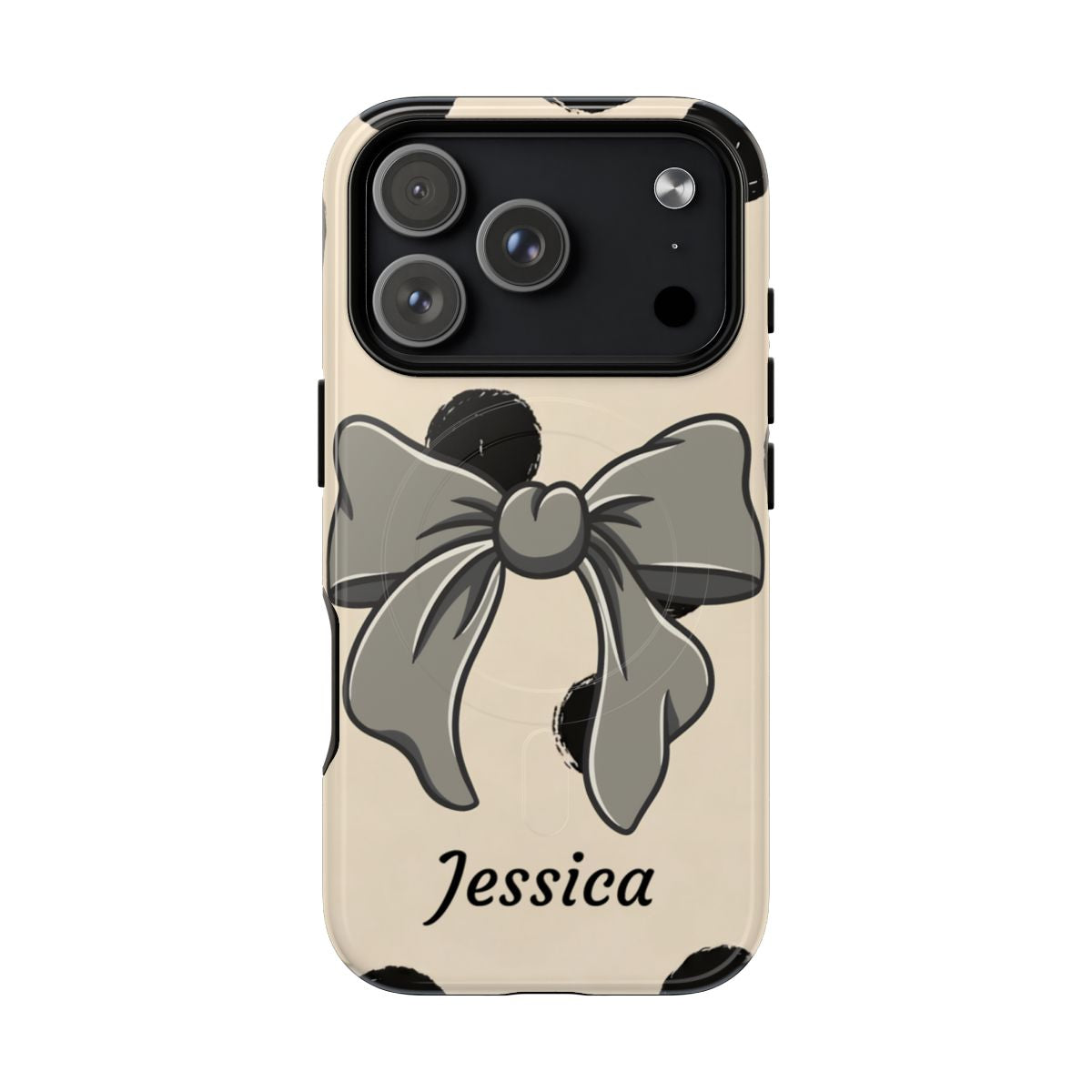 Personalized Polka Dot Bow Phone Case – Custom Name Coquette Retro Aesthetic
