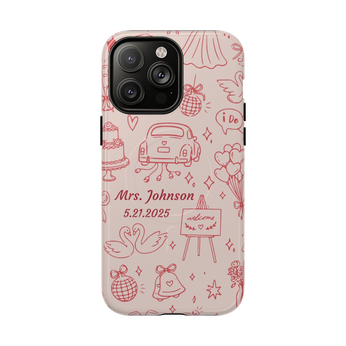 Pink Personalized Wedding Phone Case – Custom Name & Date Bridal Gift