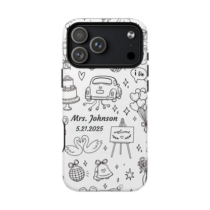 Black Wedding Phone Case – Personalized Name & Date Gift